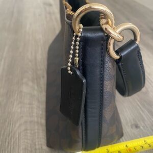 Coach Black and Brown Side Bag with Gold Accents